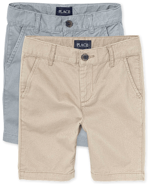 Boys Uniform Twill Woven Stretch Chino Shorts 2Pack MULTI The