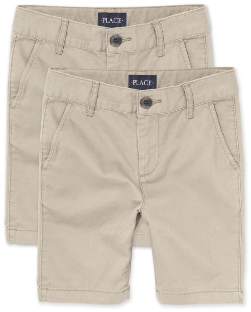 Boys Uniform Twill Woven Stretch Chino Shorts 2-Pack | The