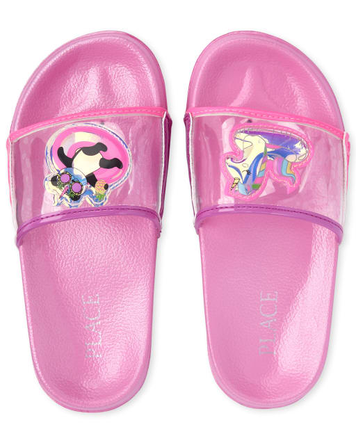 Girls Holographic Unicorn And Pandacorn Plastic Slides - METALLIC | The  Children's Place