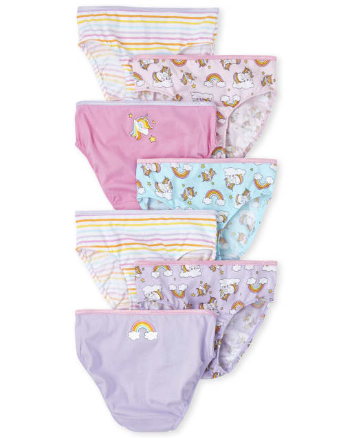 Girls Rainbow Unicorn Briefs 7-Pack  The Children's Place - PERFECTLY PINK