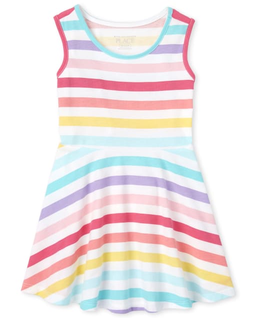 Girls rainbow stripe store dress
