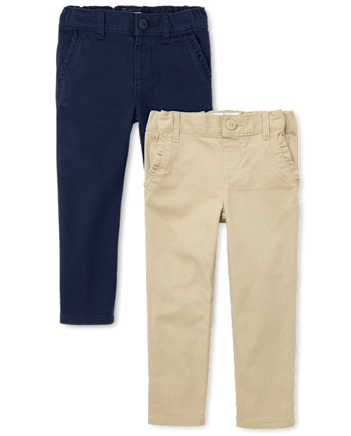yunn☆kids LIFE Toddler Girls Uniform Ruffle Twill Woven Skinny Chino Pants