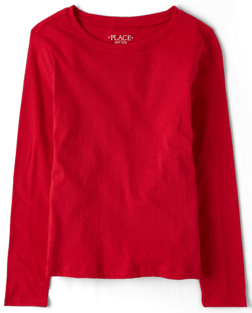 Girls red long sleeve t shirt store