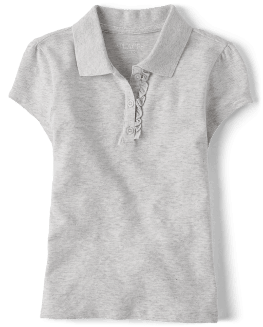 Girls Uniform Short Sleeve Ruffle Pique Polo | The Children's Place - H ...