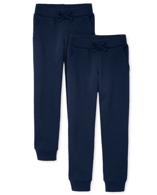Girls Uniform Active Fleece Knit Jogger Pants 2 Pack BLUE The Children s Place
