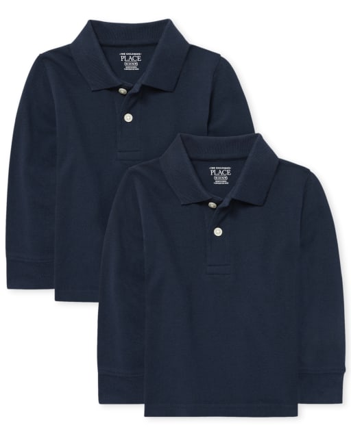 Baby And Toddler Boys Uniform Long Sleeve Pique Polo 2-Pack | The ...