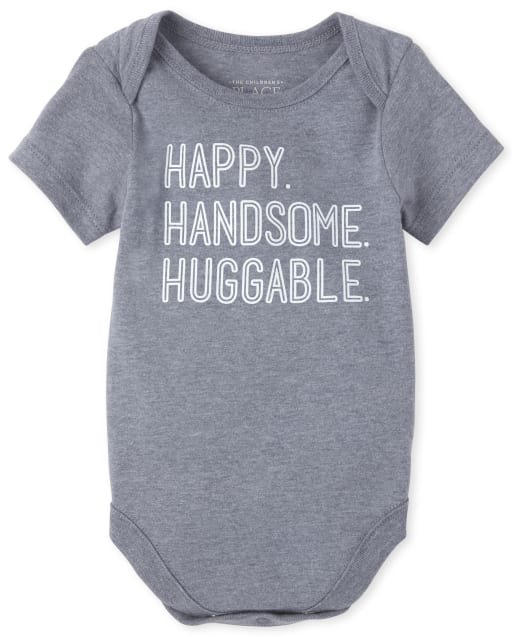 Baby Boys Short Sleeve Happy Handsome Huggable Graphic Bodysuit BLUE The Children s Place