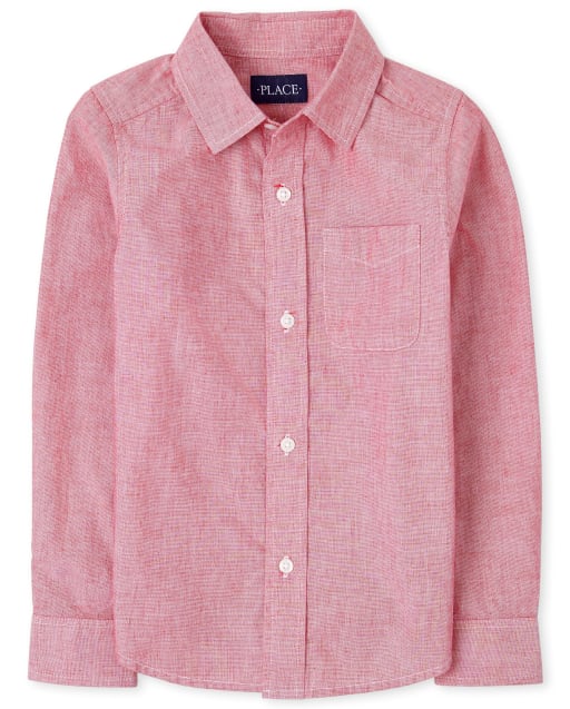 Boys red sale button up shirt