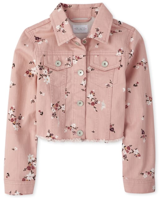 Pink jean jacket kids discount
