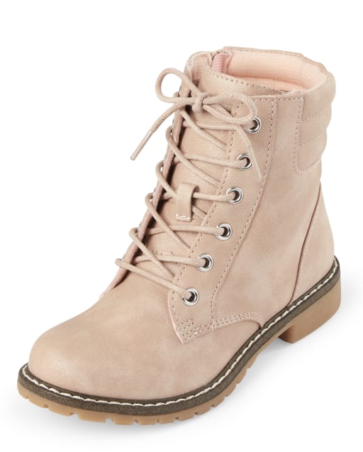 Girls pink lace up boots top