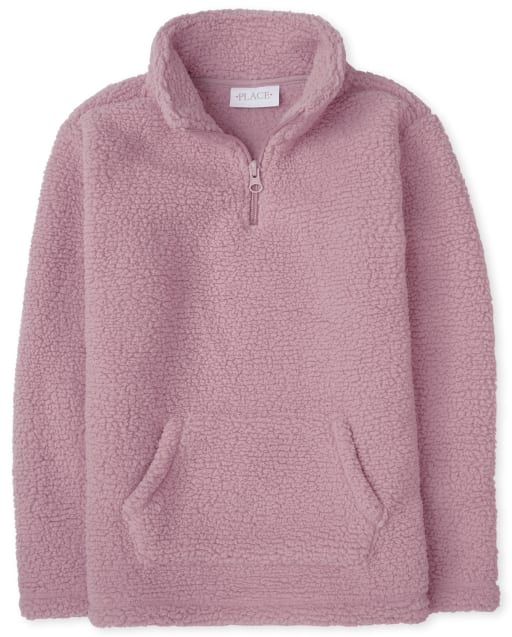 Girls Long Sleeve Sherpa Half Zip Pullover PRESSED ROSE The Children s Place CA
