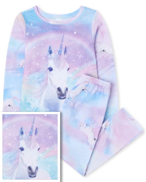Girls Long Sleeve Unicorn Pajamas BLUE The Children s Place CA