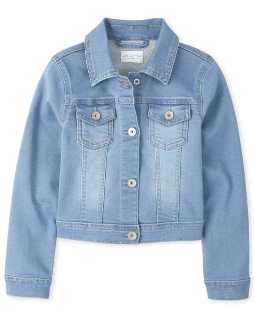 The Children's Place Girls' Denim Jacket, Azure Wash, X-Small