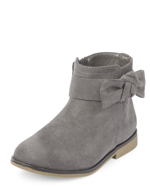 Toddler Girls Bow Faux Suede Booties GREY The Children s Place CA