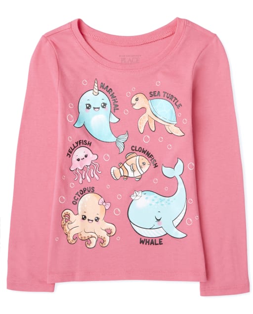T-shirt Gymboree Fille – Motif Baleine – Blanc – Occasion Très Bon état