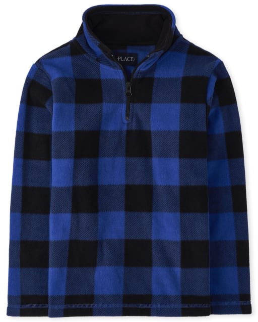 Boys Long Sleeve Buffalo Plaid Microfleece Half Zip Pullover BLUE The Children s Place