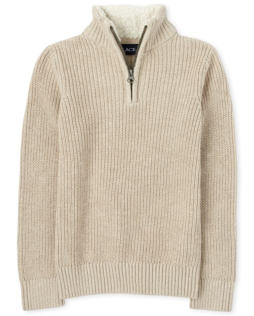 Boys Sherpa Half Zip Mock Neck Sweater