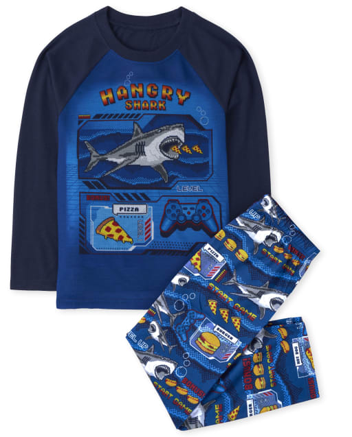 Boys Long Sleeve Hangry Shark Pajamas BLUE The Children s Place CA