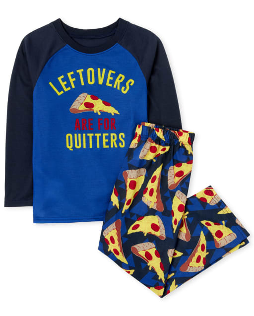 Boys Long Sleeve Leftovers Are For Quitters Pizza Pajamas BLUE The Children s Place CA