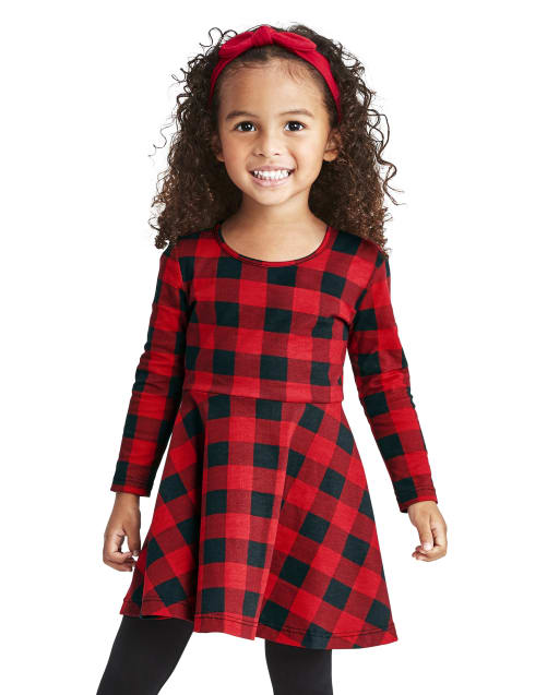 Buffalo plaid 2025 little girl dress