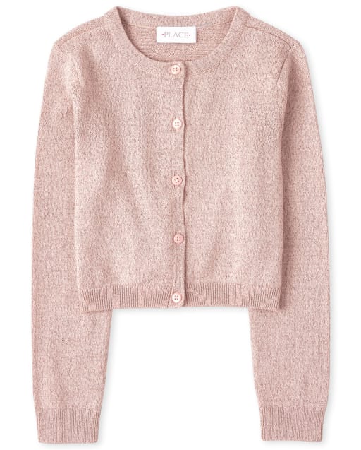Girls Long Sleeve Metallic Cardigan - PINK | The Children's Place