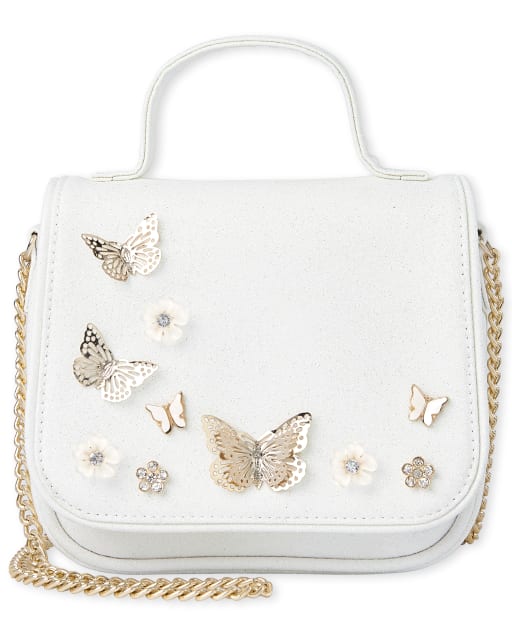 Girls Glitter Butterfly Bag - WHITE | The Children's Place