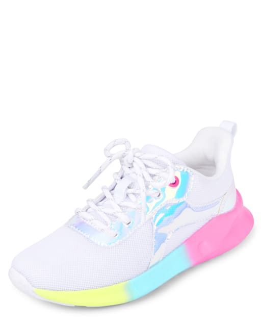Girls Rainbow Holographic Running Sneakers WHITE The Children s Place CA