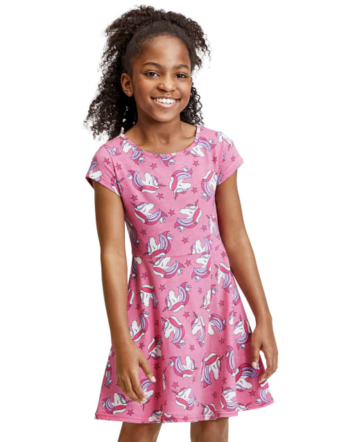 シモンズグランドセール Print Sleeve Short Girls Knit The | PINK - Dress Skater タイムセール