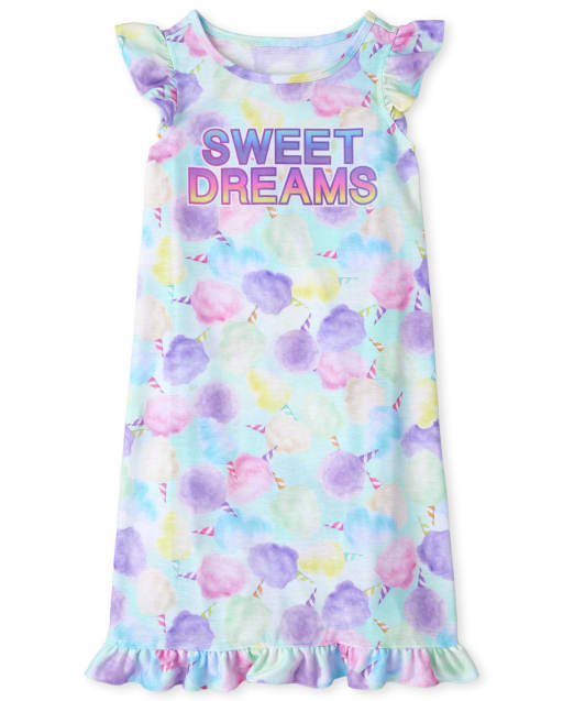 Girls Short Ruffle Sleeve Sweet Dreams Nightgown BLUE The Children s Place
