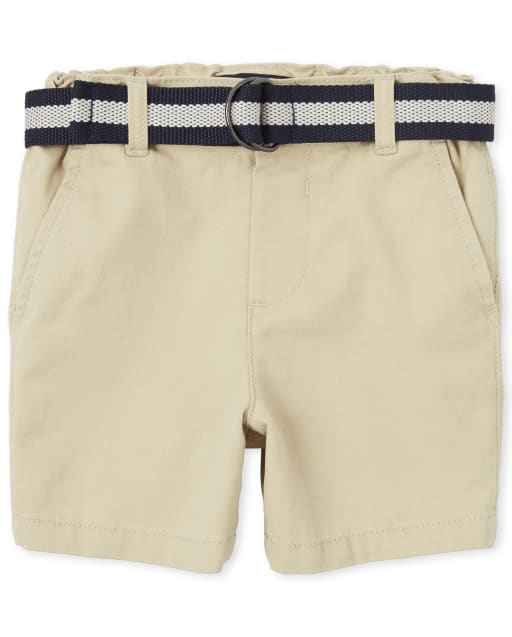 Baby And Toddler Boys Belted Woven Chino Shorts - TAN | The