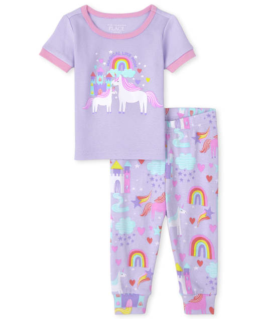 Baby And Toddler Girls Short Sleeve 'Purrfect Like Mom' Caticorn