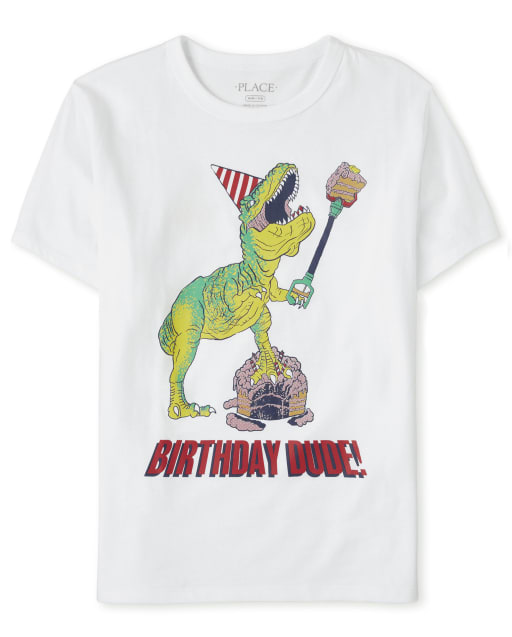 Boys Birthday Short Sleeve Birthday Dude Dino Graphic Tee WHITE The Children s Place