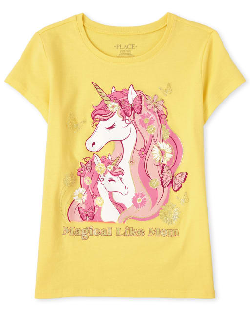 Junona - Girls Yellow Unicorn T-Shirt