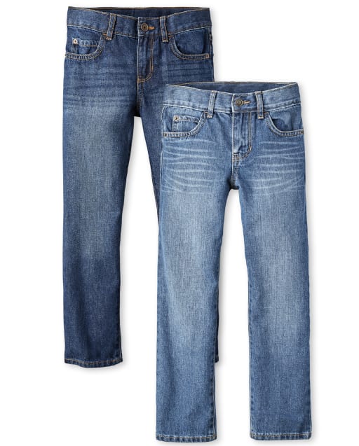 The Childrens Place Boys Blue Was Basic Deep Jeans,Carbon Straight Leg Wash 