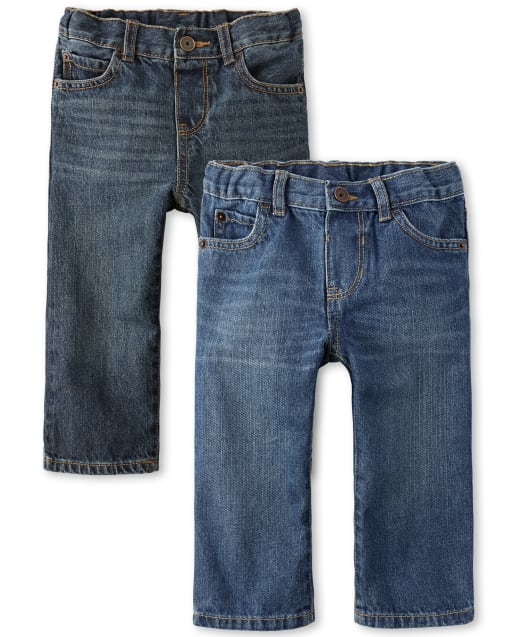The Childrens Place Boys Blue Was Basic Deep Jeans,Carbon Straight Leg Wash 