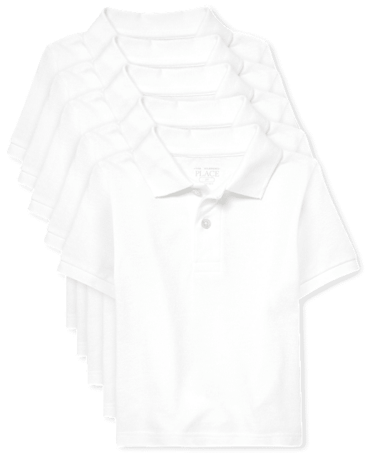 White school polo clearance shirt 5 pack