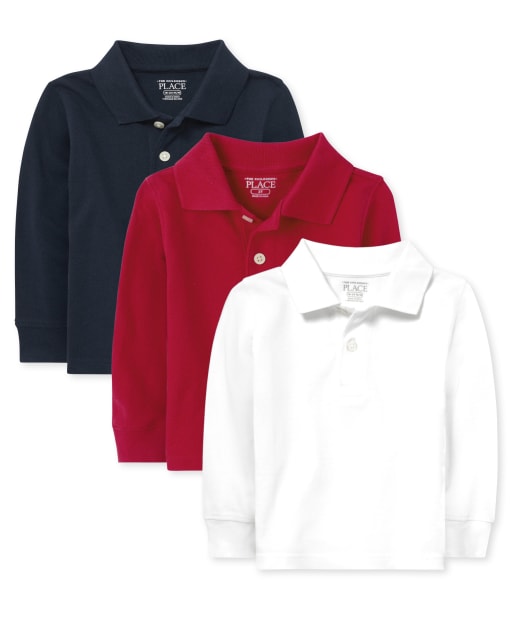 Boys red long outlet sleeve polo