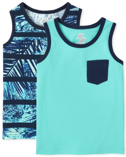 Toddler Boys Mix And Match Sleeveless Pocket Tank Top 2Pack The