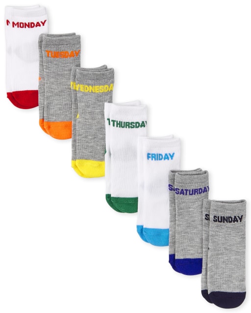 Unisex Baby And Toddler Days Of The Week Midi Socks 7Pack The