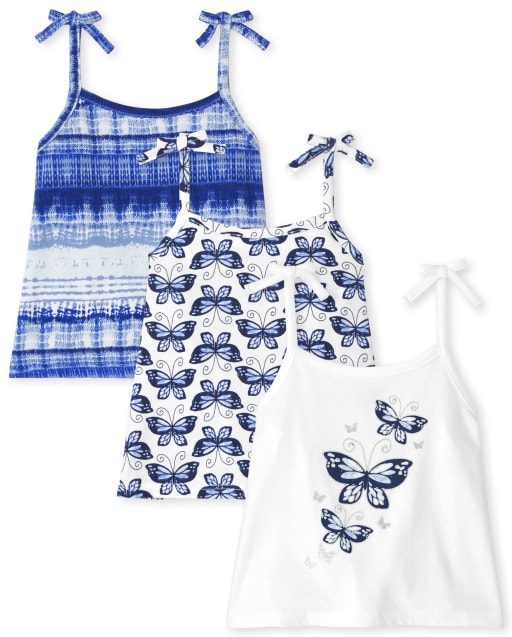 Toddler Girls Mix And Match Sleeveless Print Tie Strap Tank