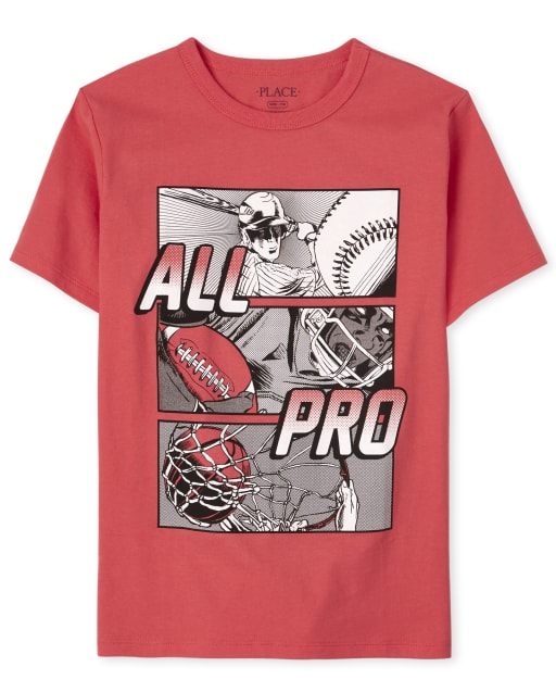 Boys Short Sleeve 'All Pro' Sports Graphic Tee