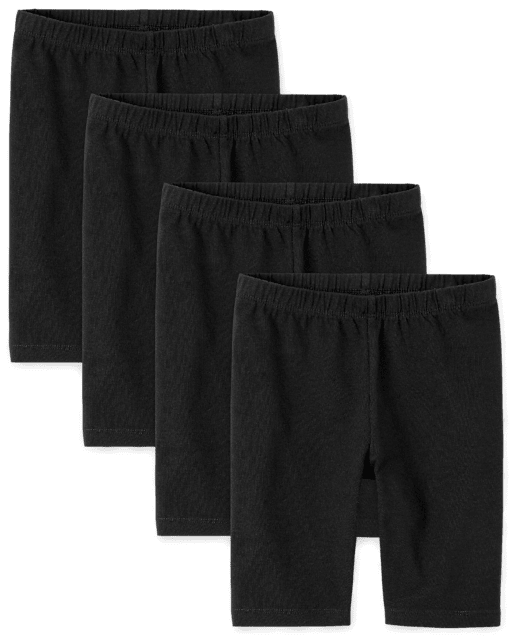 Girls Mix And Match Plus Knit Bike Shorts 4-Pack - BLACK | The Children's Place