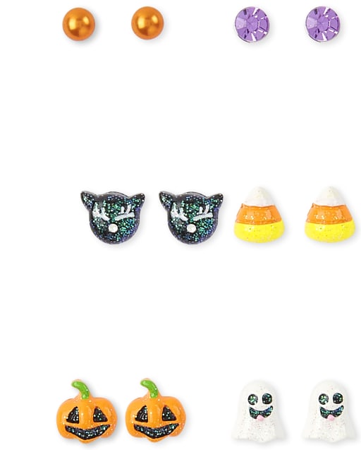 Boo, Candy Corn & Spider Halloween Earring Set, 6pc