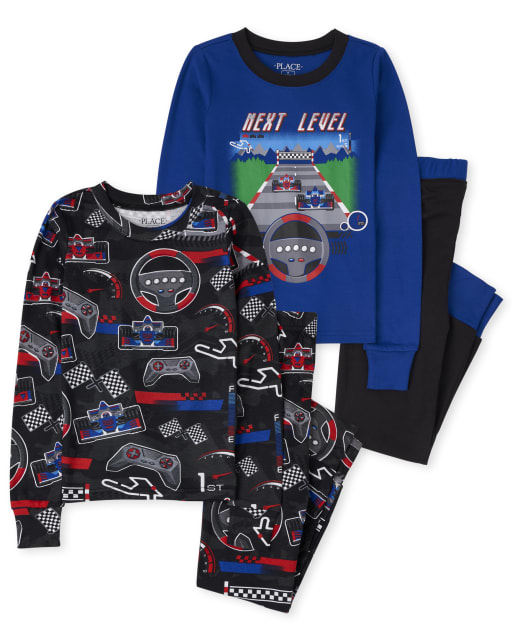 Boys Long Sleeve Race Car Snug Fit Cotton Pajamas 2 Pack BLACK The Children s Place CA
