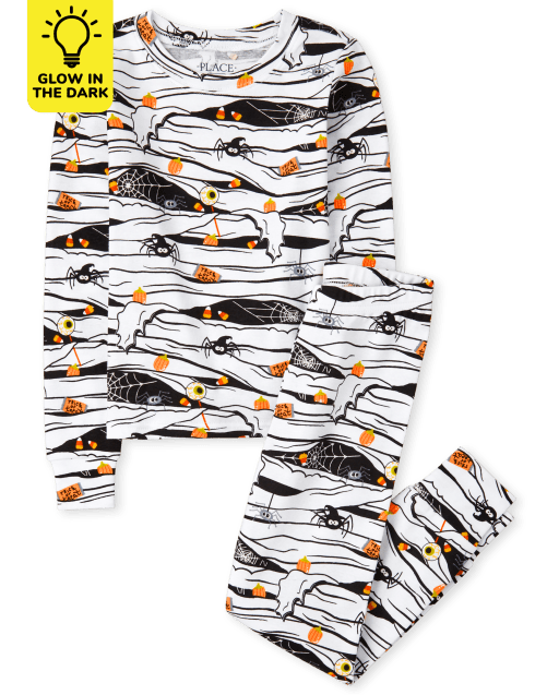 Unisex Kids Matching Family Long Sleeve Glow In The Dark Halloween Mummy Snug Fit Cotton Pajamas WHITE The Children s Place CA