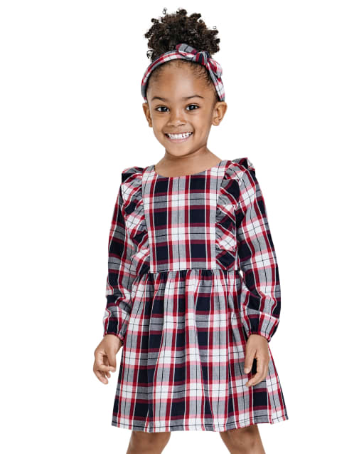 Baby Girls Matching Family Sleeveless Plaid Poplin Woven Babydoll Dress -  Apple Orchard