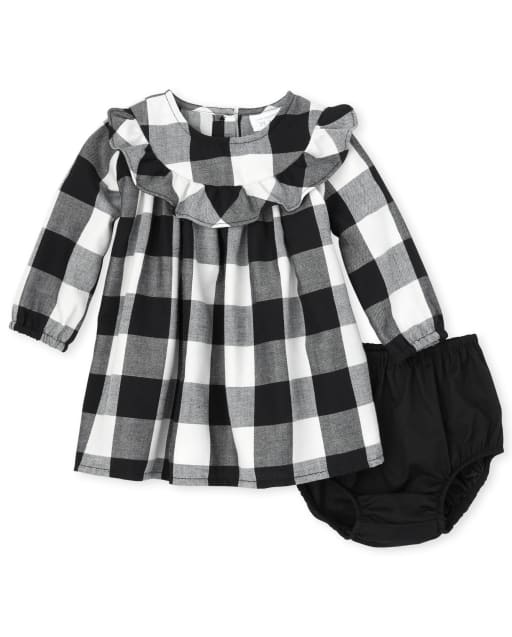 Baby girl black sales and white plaid dress