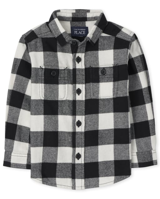 black and white plaid shirt toddler boy