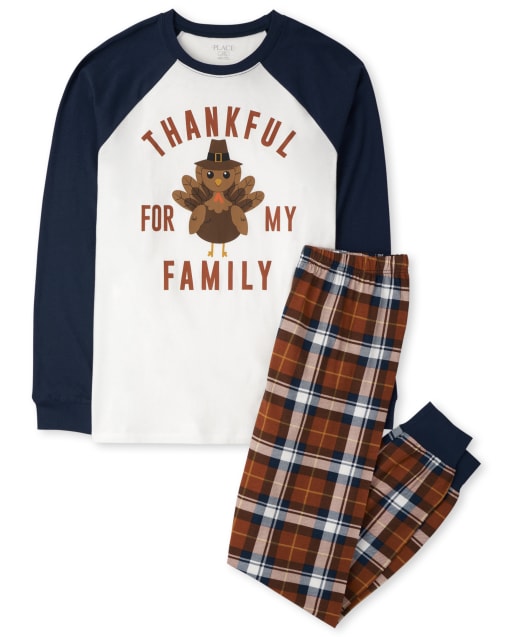 Unisex Adult Matching Family Long Sleeve Thanksgiving Cotton Pajamas ORANGE The Children s Place
