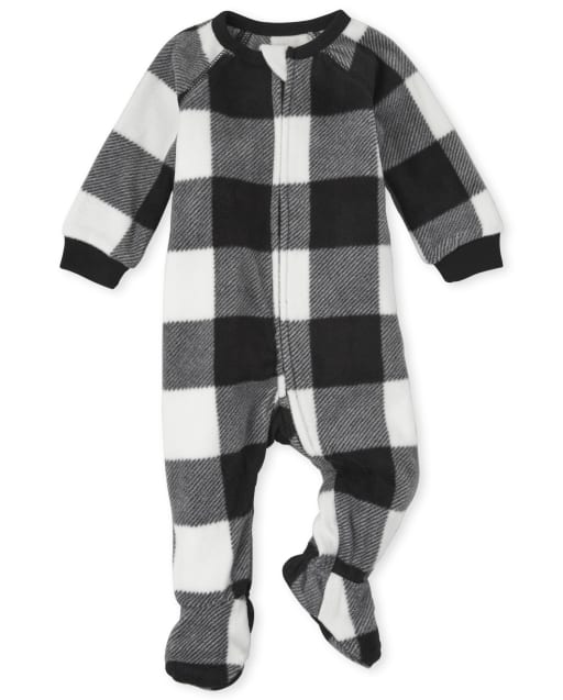 Black and white 2025 buffalo plaid baby pajamas